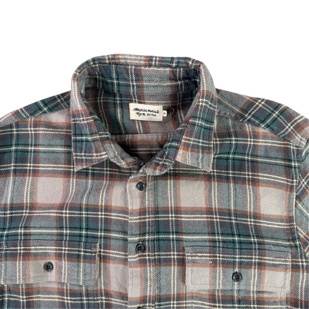 Taylor Stitch Magicseaweed Shirt Men 40 Medium Gray Plaid Organic Cotton Flannel